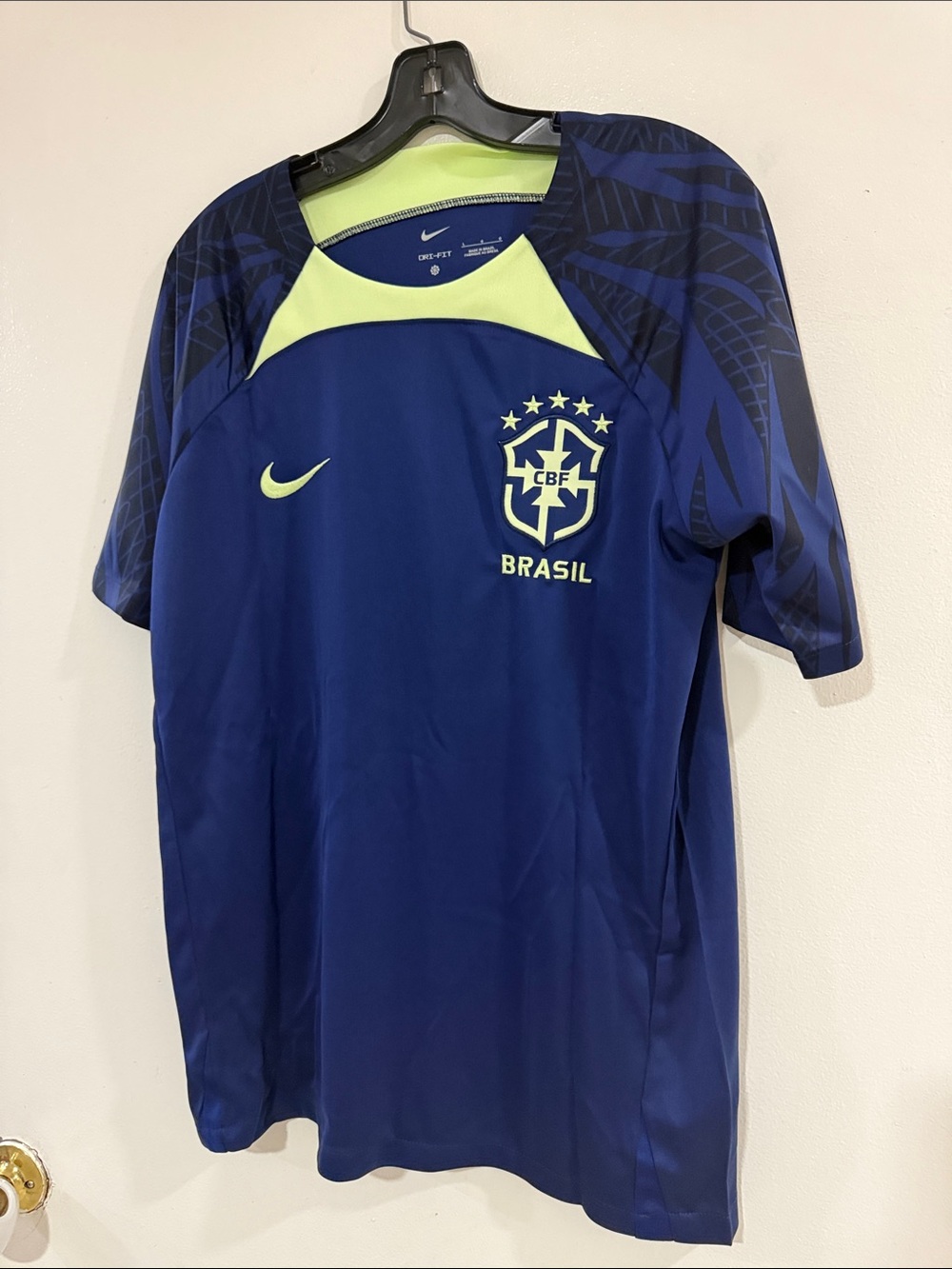 Authentic retro  Brazil Zico Nike Blue & Neon Yellow Brazil Training Jersey L